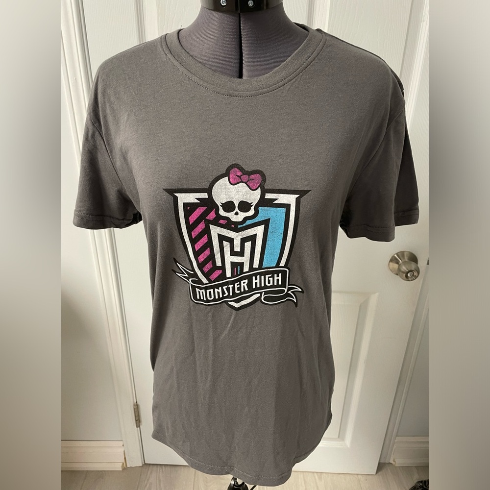 Monster High Graphic T-shirt Mattel High School Logo Grey XS Ladies